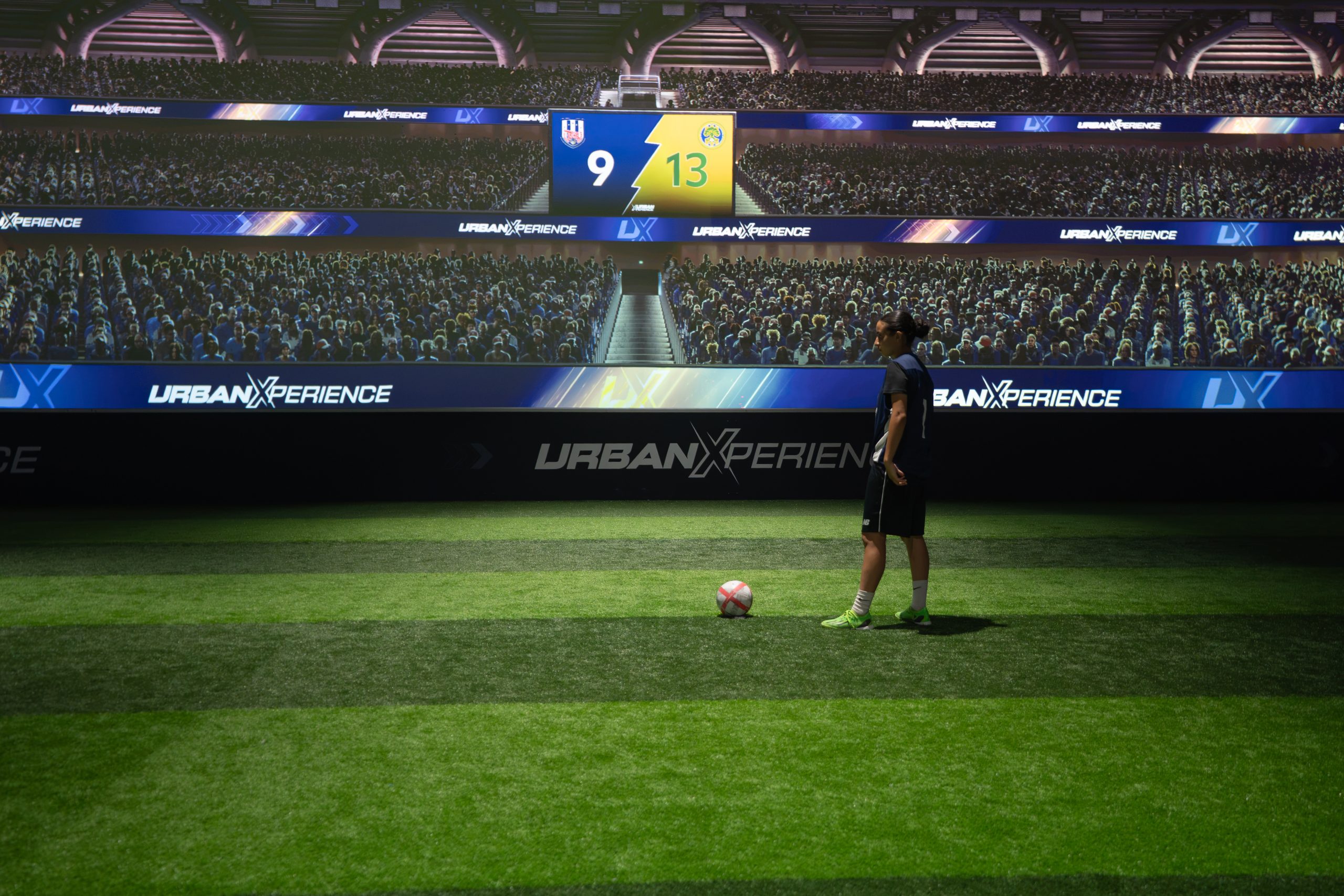 Match en cours dans le stade virtuel Urban Xperience